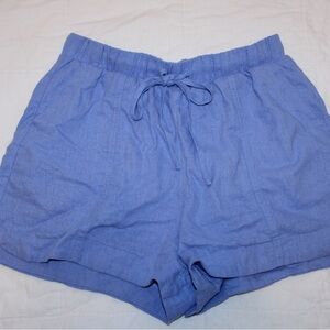 Women's Blue Linen Casual Shorts